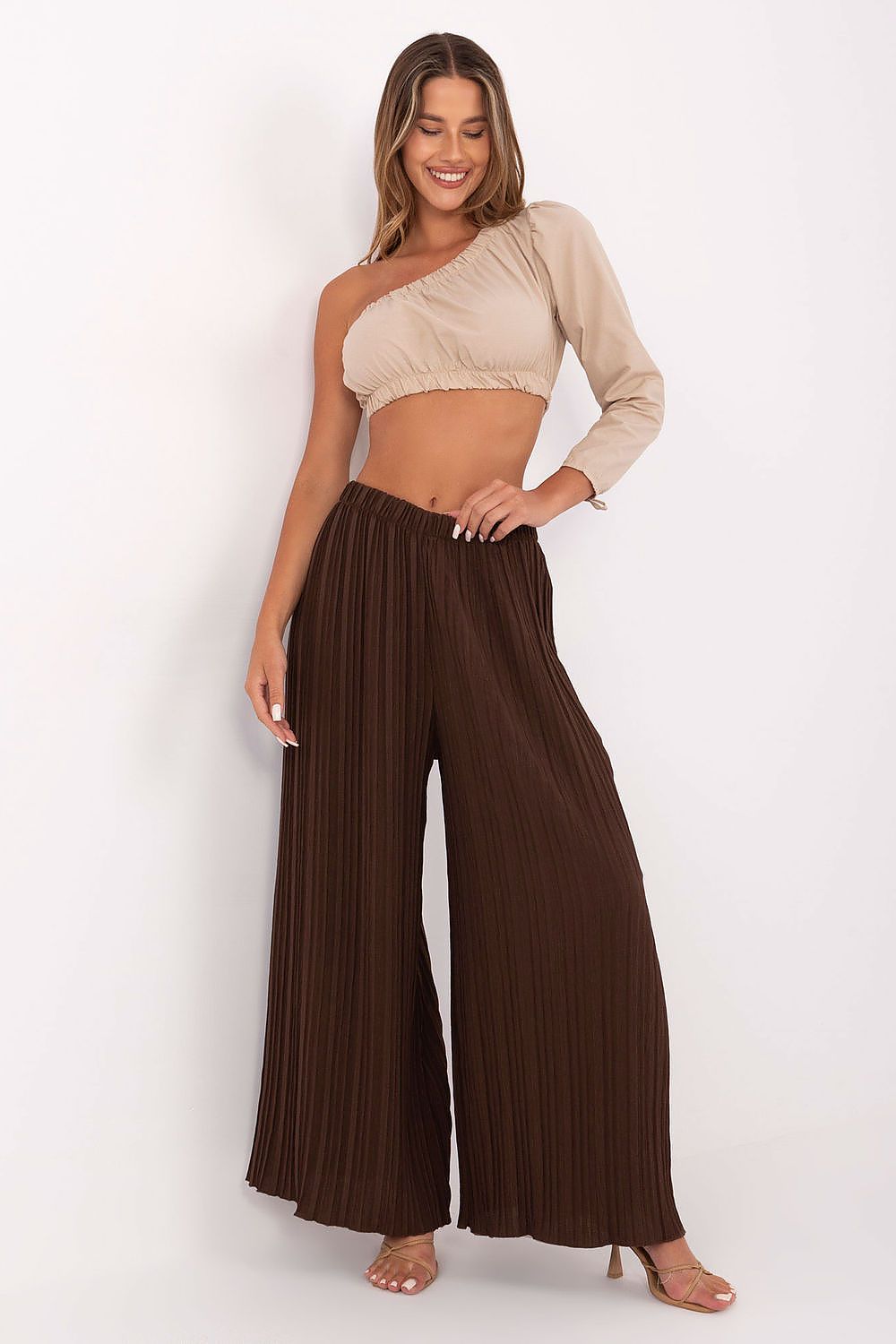  Spodnie Damskie Model MI-SP-A2432.71 Dark Brown - Italy Moda 