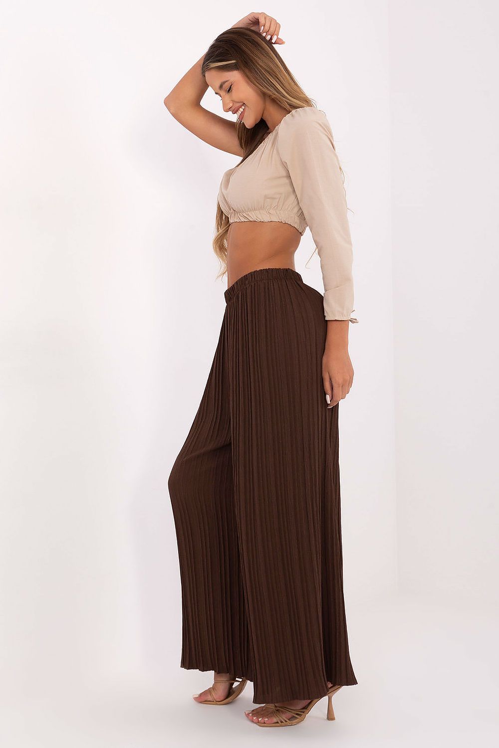 Spodnie Damskie Model MI-SP-A2432.71 Dark Brown - Italy Moda 