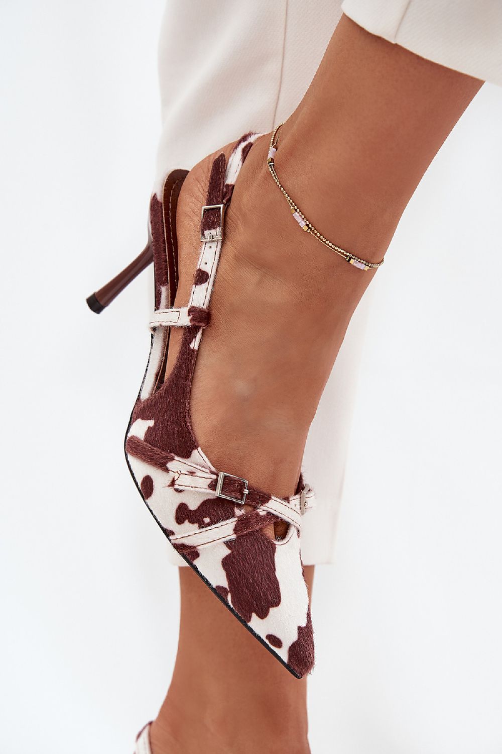   Szpilki Model Ravira QQ-201 White/Brown - Step in style 