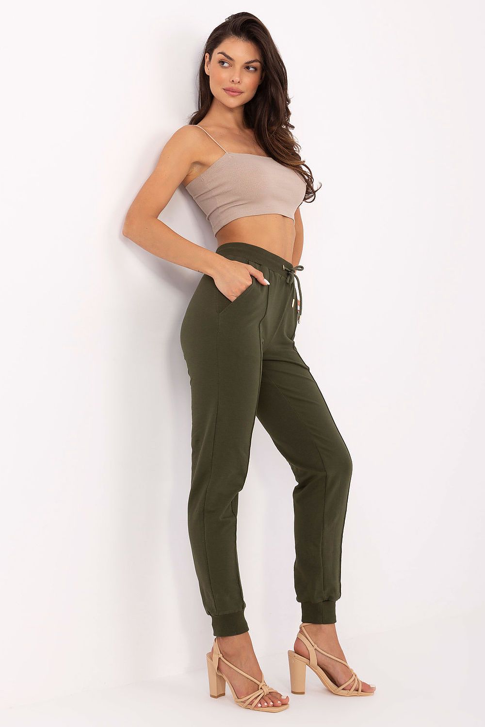  Spodnie Dresowe Model CLM-DR-1275.30 Khaki - Factory Price 